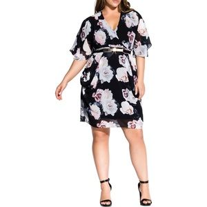 City Chic Austin Floral Faux Wrap Dress